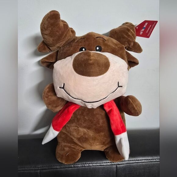Nwt Christmas Plush Reindeer Squishy Pillow Decor, 16" x 6" - Picture 1 of 10